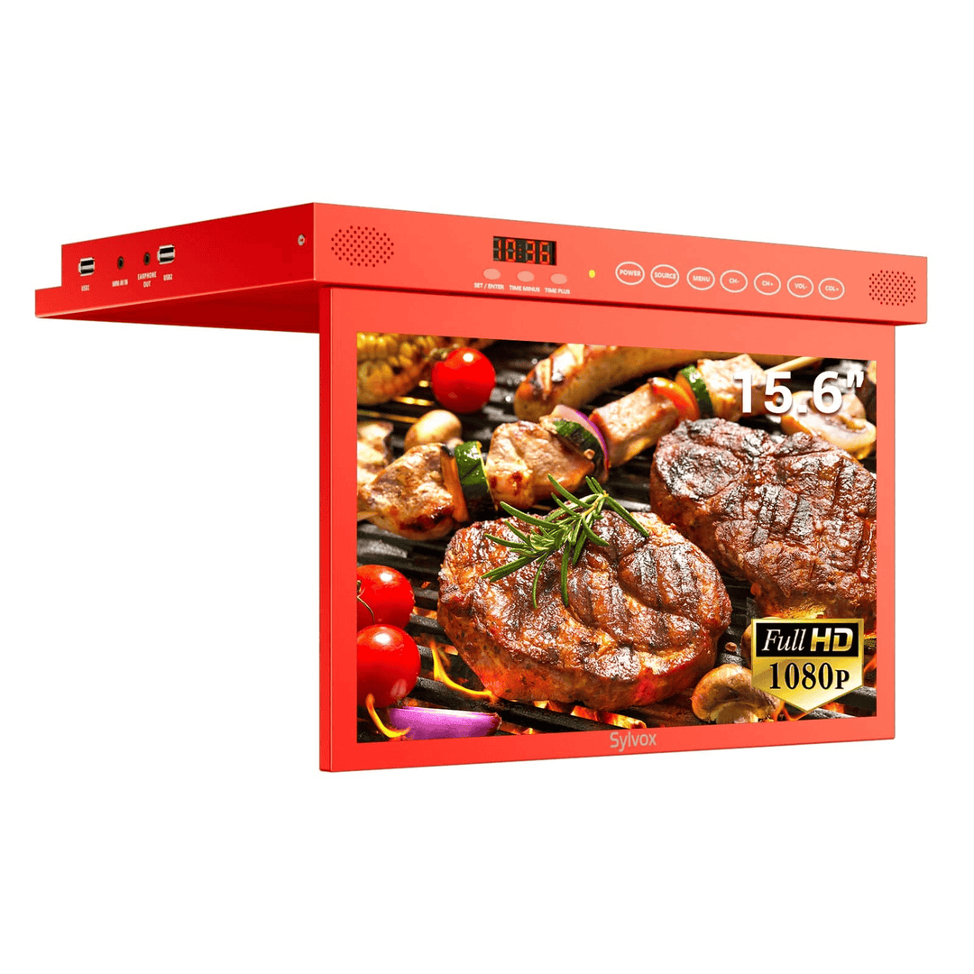 15.6" Smart Under Cabinet TV-Red Kitchen TV