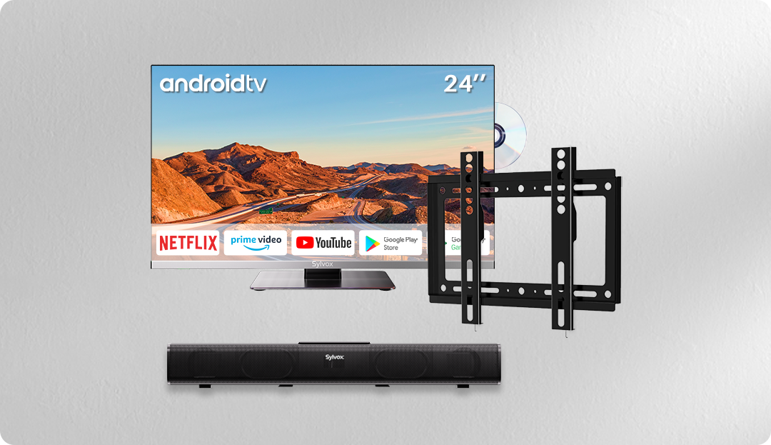 SYLVOX Smart TV de 27 pulgadas 12/24 voltios TV 1080P FHD RV TV Android  11.0 reproductor de disco de video digital integrado con WiFi, conexión