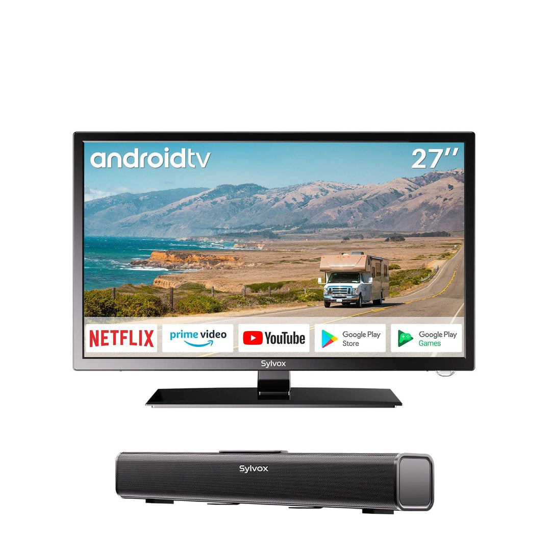  SYLVOX TV de 27 pulgadas de 12/24 voltios, TV Full HD RV TV,  1080P, reproductor de disco de video digital integrado y radio FM, para el  hogar, autocaravana y uso móvil