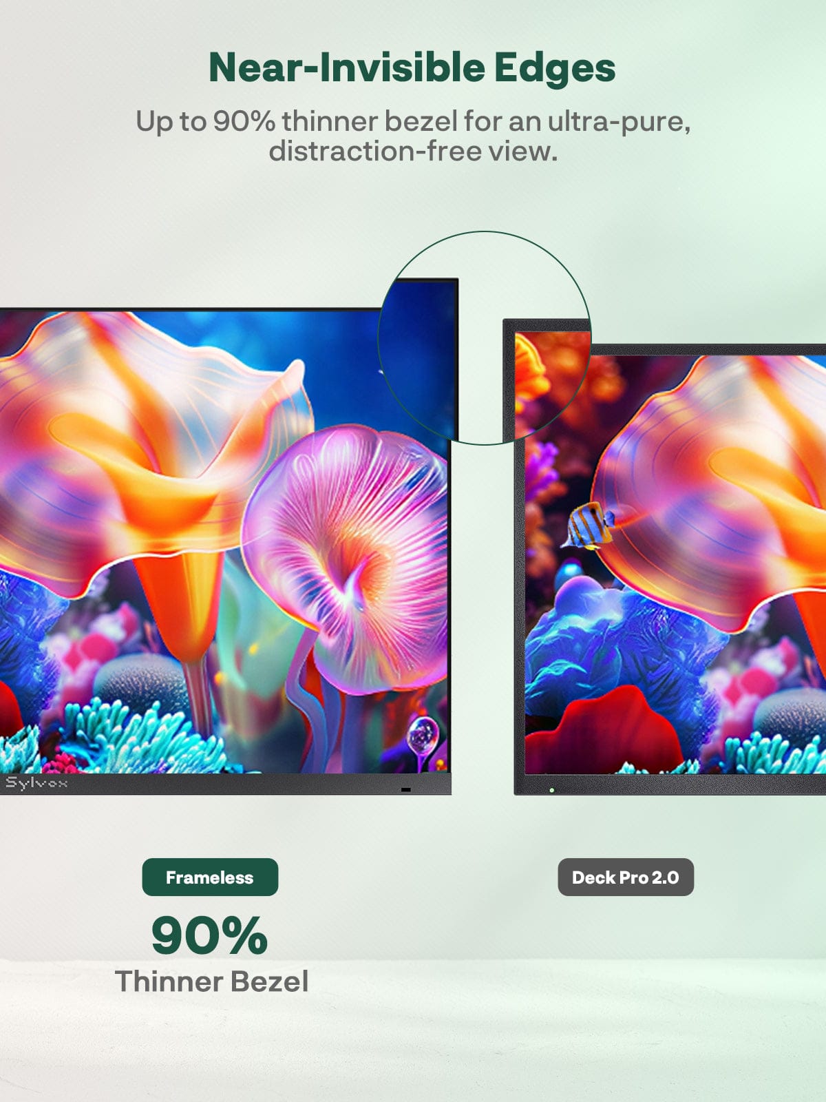 65″ 2026 Frameless Partial Sun Outdoor TV | Sylvox Smart Google TV