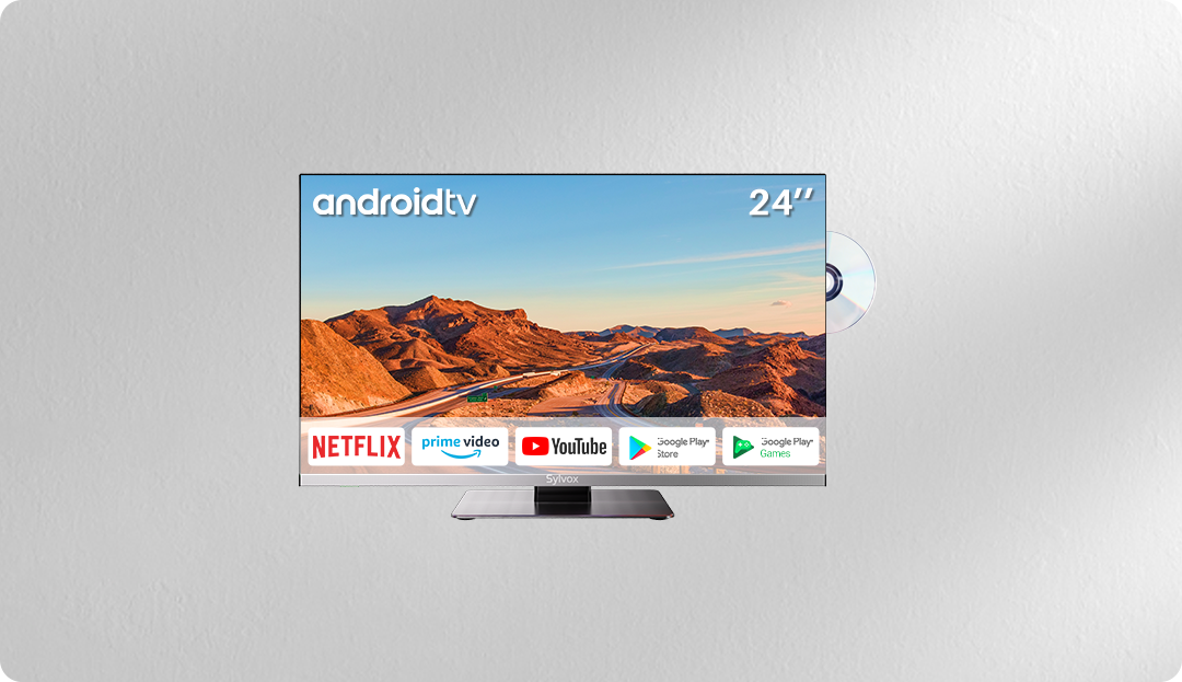 SYLVOX Smart TV de 27 pulgadas 12/24 voltios TV 1080P FHD RV TV Android  11.0 reproductor de disco de video digital integrado con WiFi, conexión