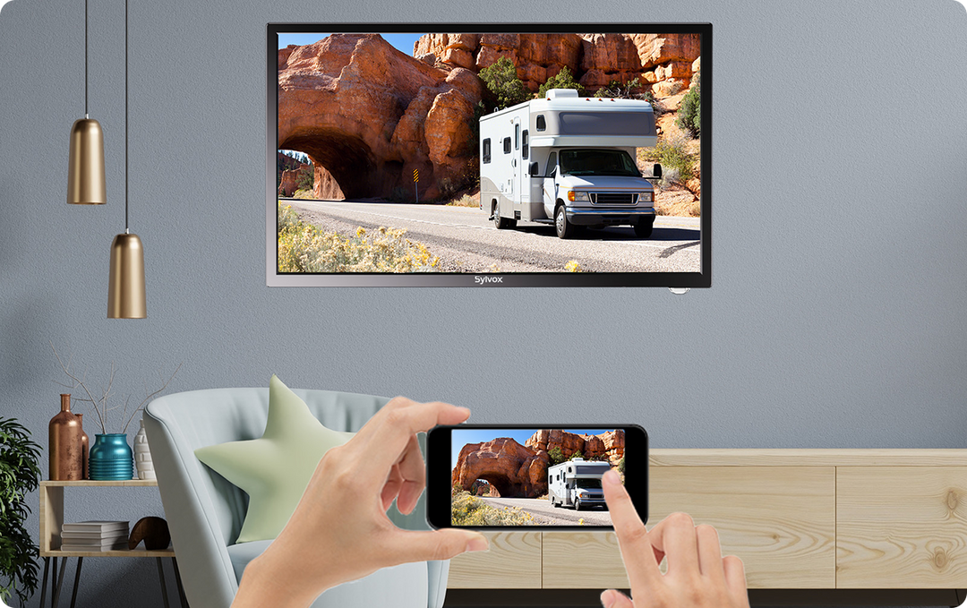 SYLVOX 27-inch RV TV, 12 Volt TV Built-in APP Store, Voice