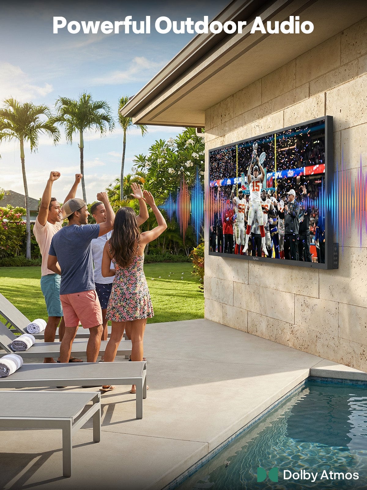 65″ Pool Pro 3.0 LOCK Full Sun Outdoor TV with Anti-Theft Lock