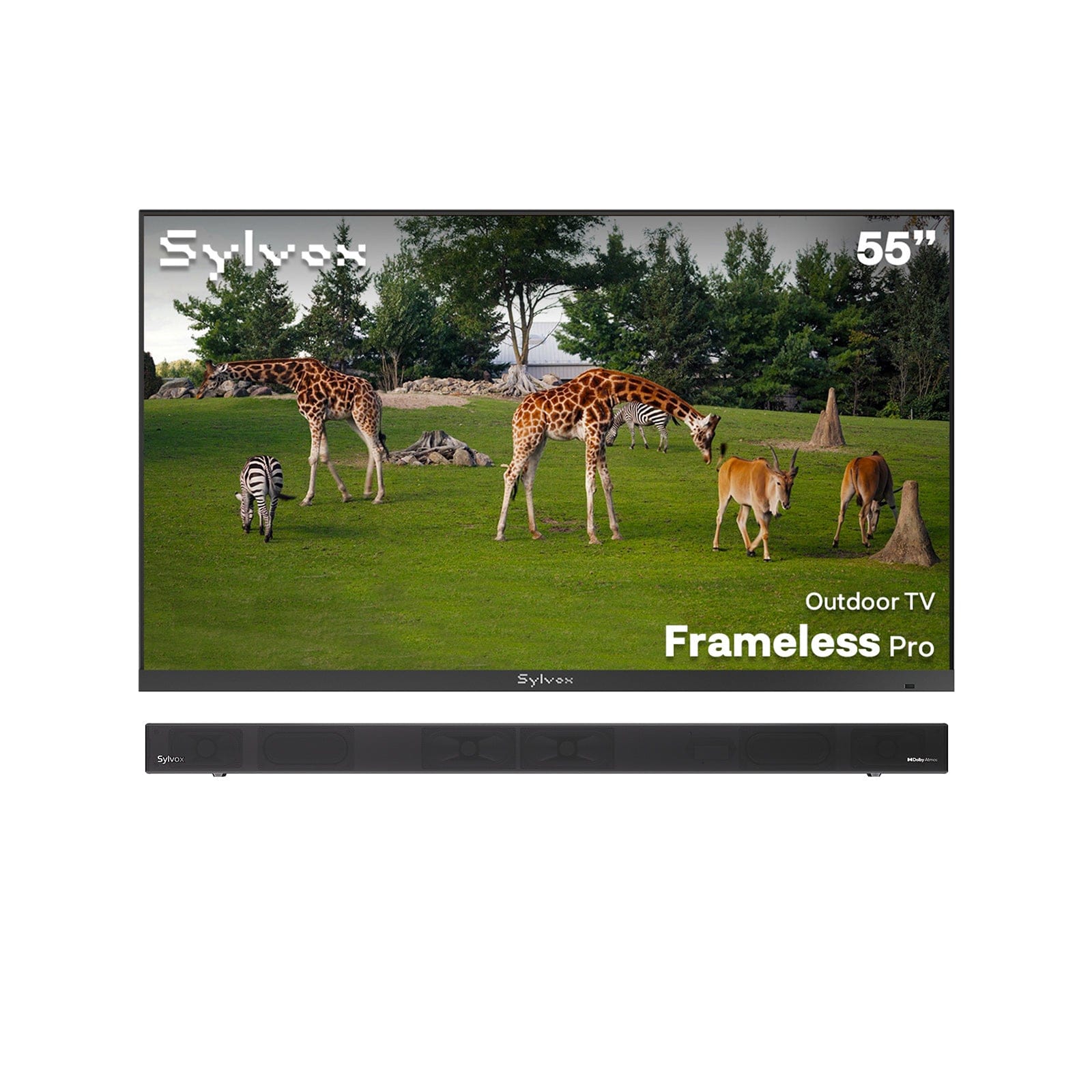 55″ Frameless Pro Full Sun Outdoor TV | Sylvox Waterproof Smart
