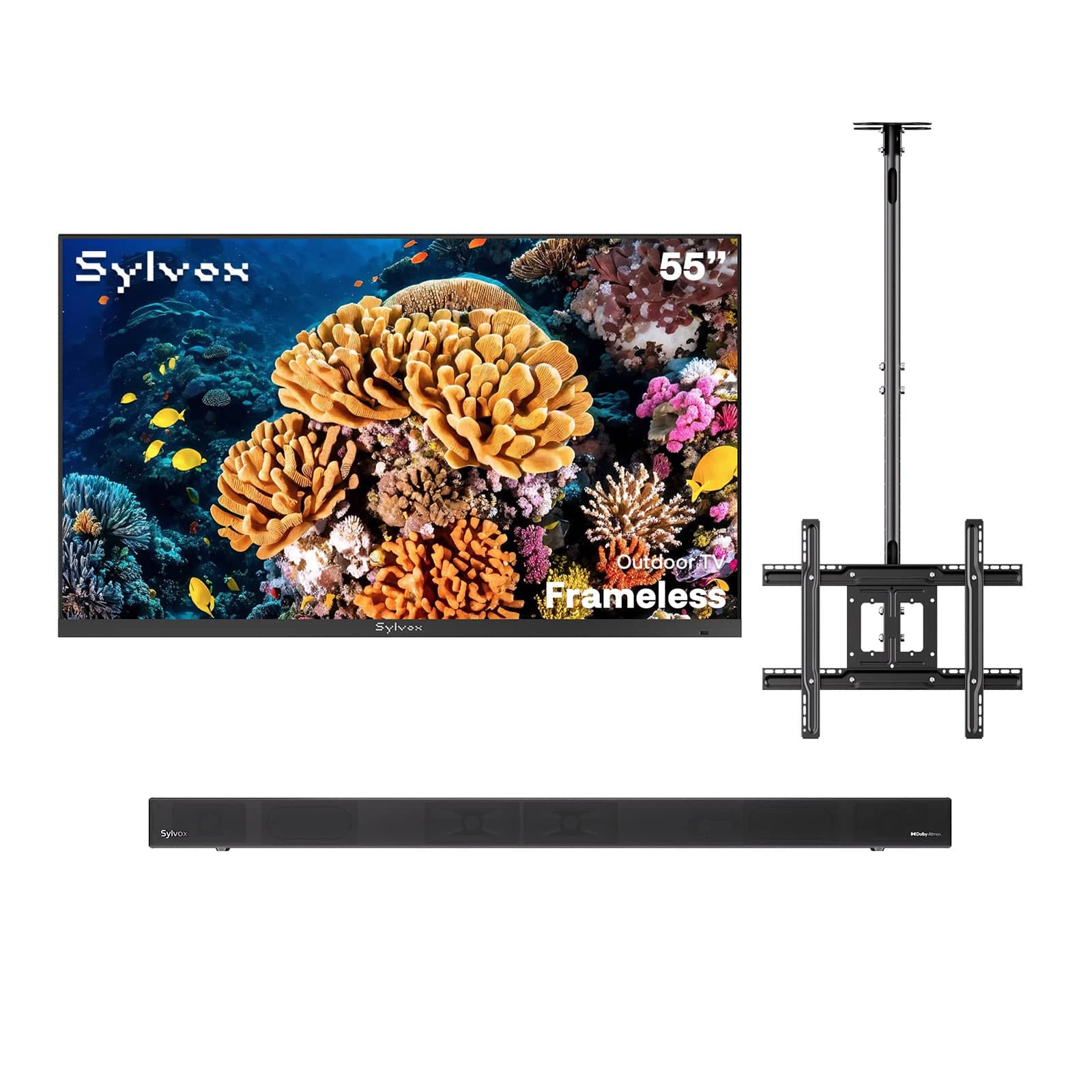 55″ 2026 Frameless Partial Sun Outdoor TV | Sylvox Smart Google TV
