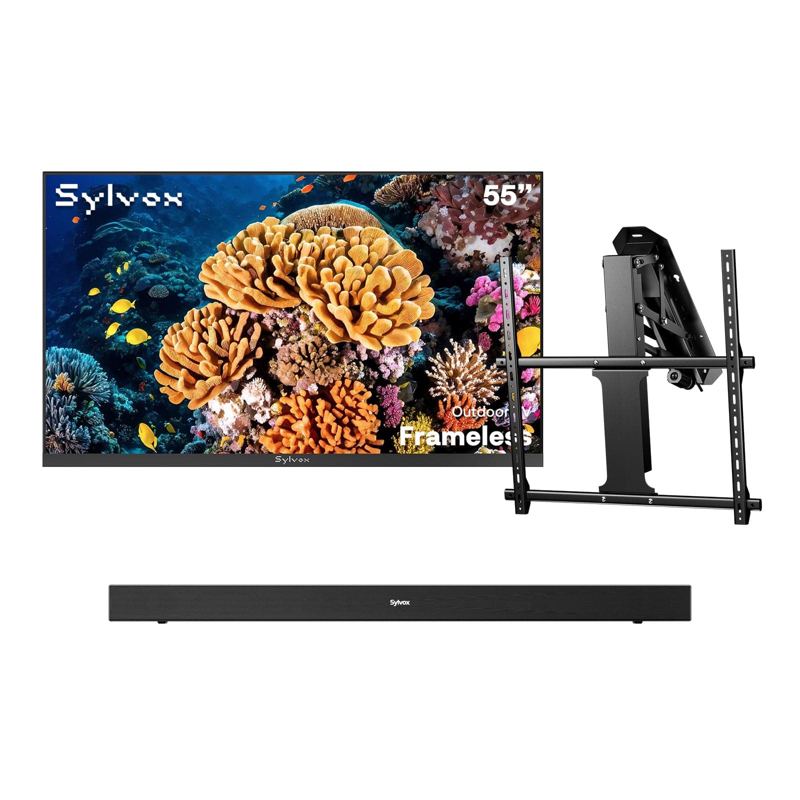 55″ 2026 Frameless Partial Sun Outdoor TV | Sylvox Smart Google TV
