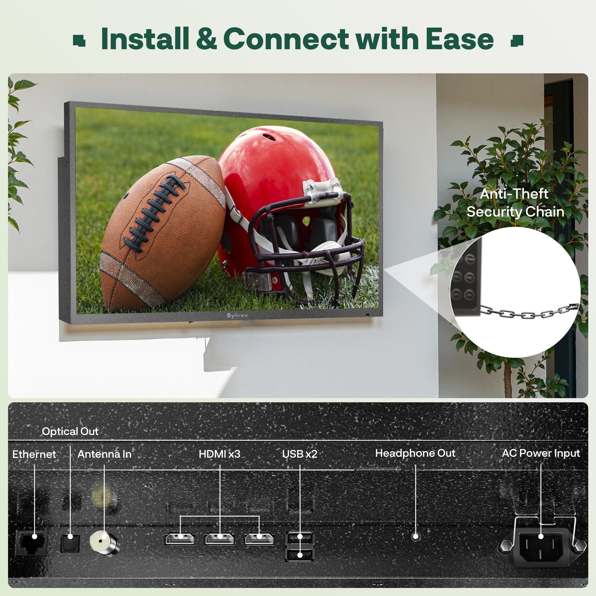 65″ Deck Pro 3.0 LOCK Partial Sun Outdoor TV with Anti-Theft Lock