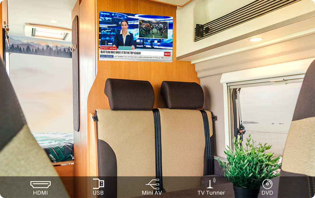 Sylvox 24inch RV TV, 1080p, Built-in DVD Player Speaker FM Radio, 12 Volt  LED TV for with HDMI/USB/AV/VGA Input, Suitable for Motorhome, RV, Caravan  and Boat 
