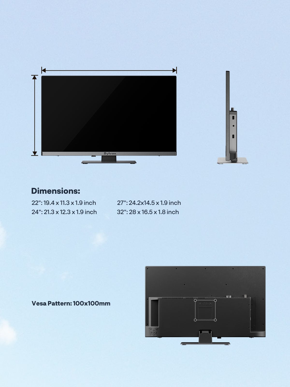 24″ Sylvox Limo QLED 12V TV | Waterproof Smart QLED TV for RV