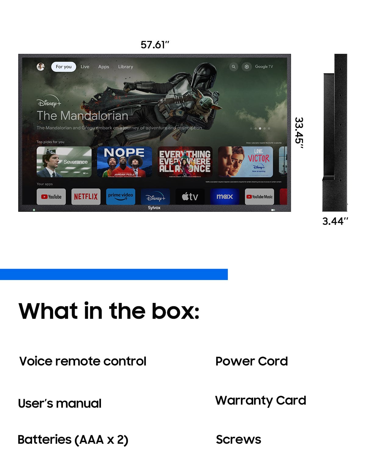 2000 Inches Tv Sylvox 65
