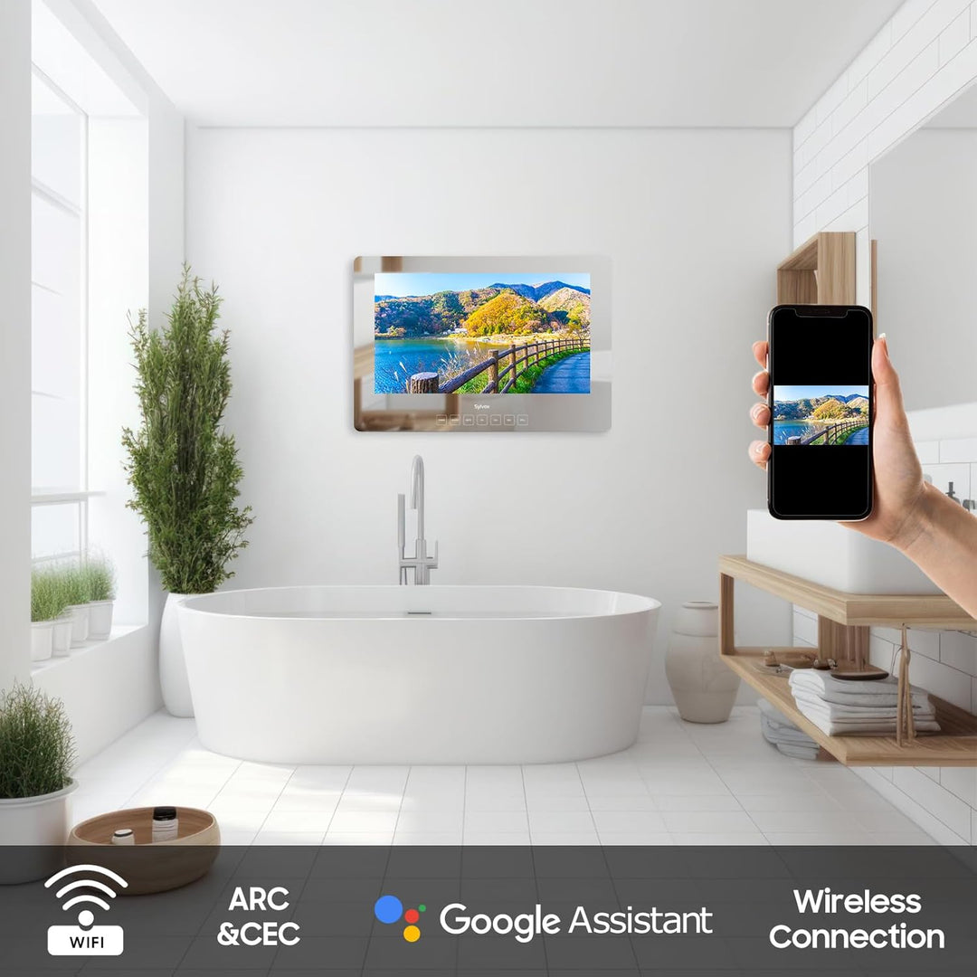 24" Waterproof Smart Magic TV for Bathroom-On Wall Mirror TV