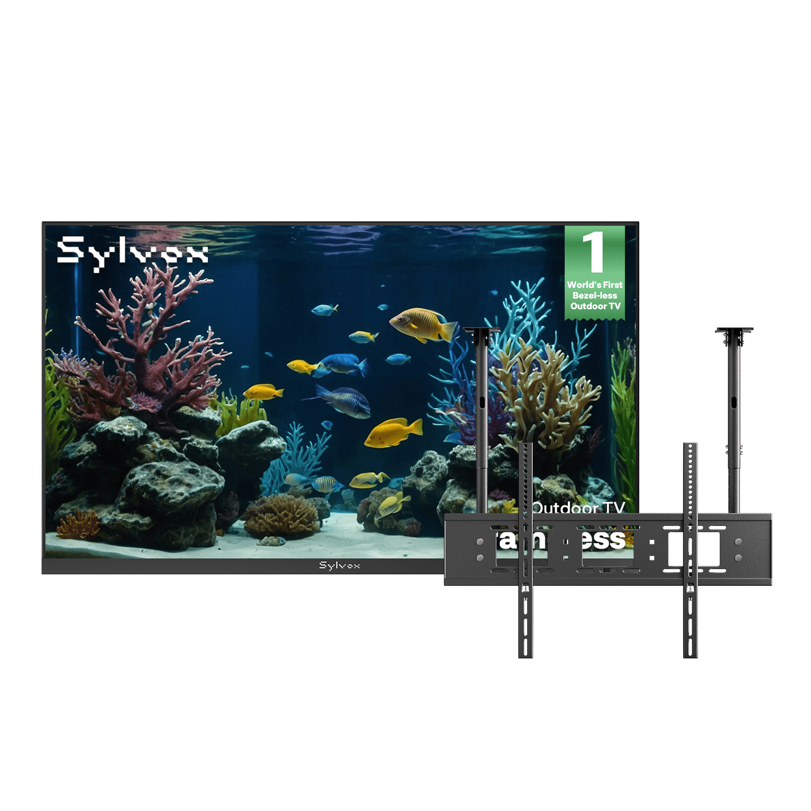 75″ 2026 Frameless Partial Sun Outdoor TV | Sylvox Smart Google TV