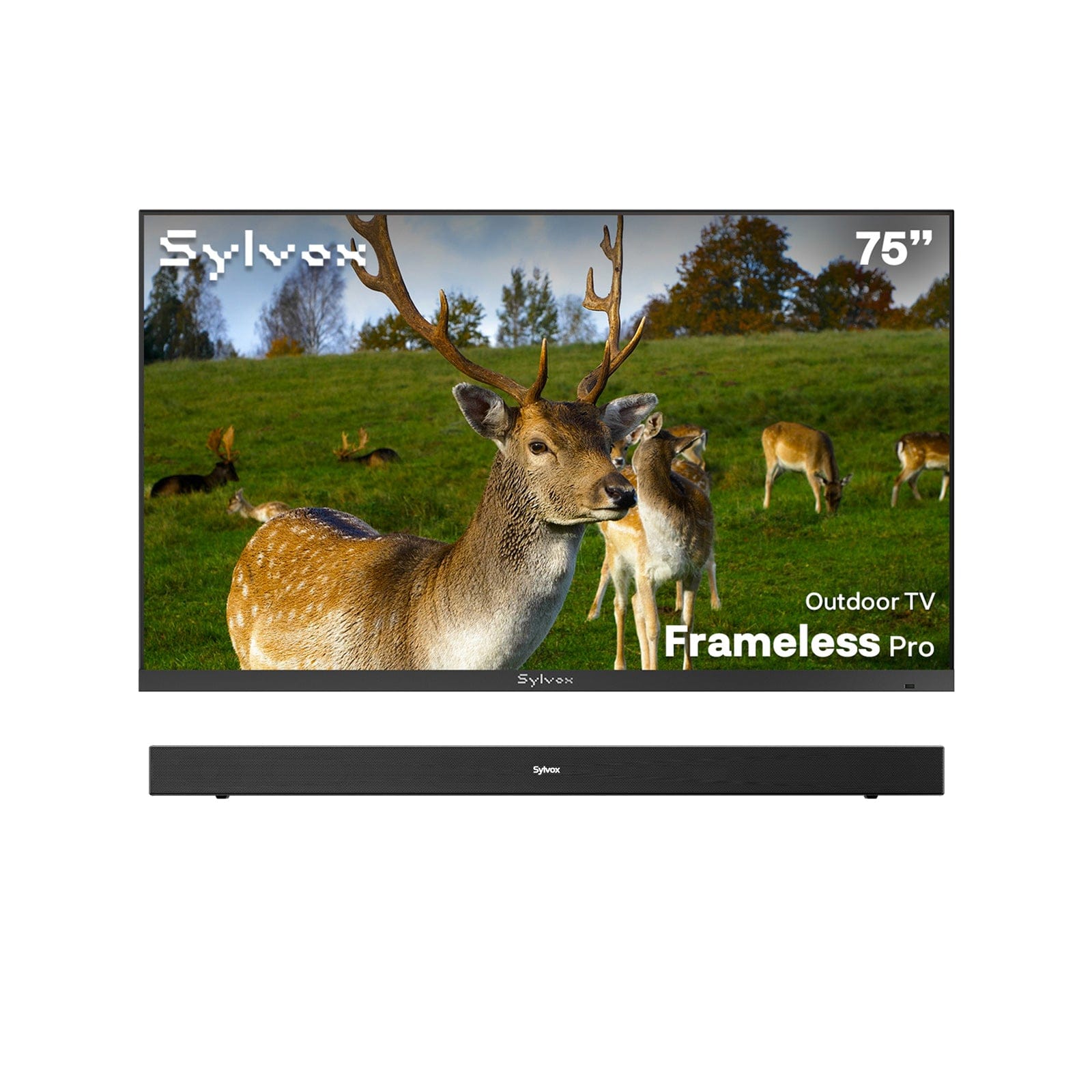 75″ Frameless Pro Full Sun Outdoor TV | Sylvox Waterproof Smart