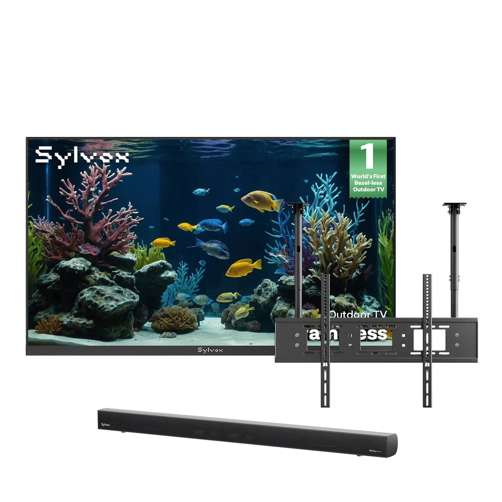 75″ 2026 Frameless Partial Sun Outdoor TV | Sylvox Smart Google TV