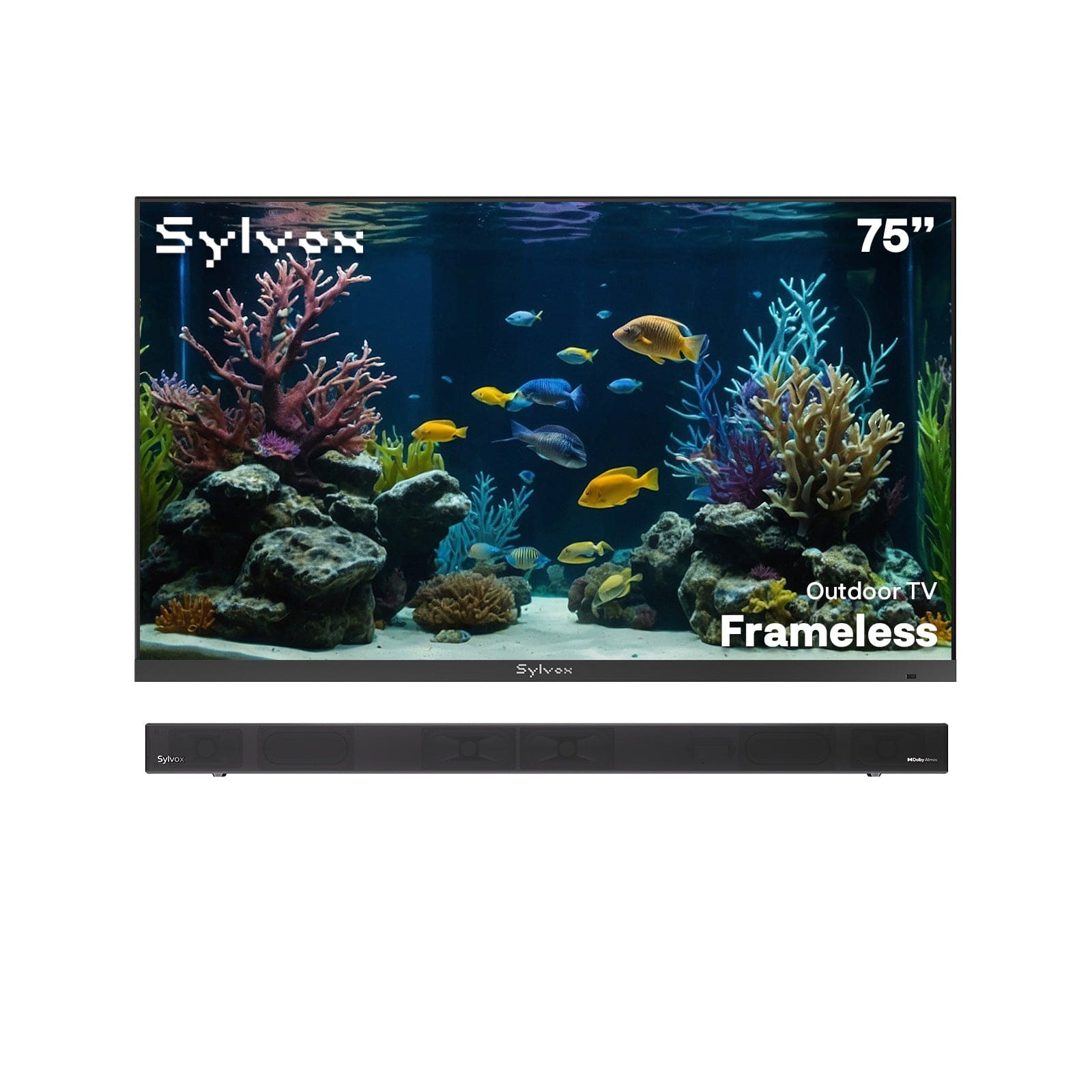 75″ 2026 Frameless Partial Sun Outdoor TV | Sylvox Smart Google TV