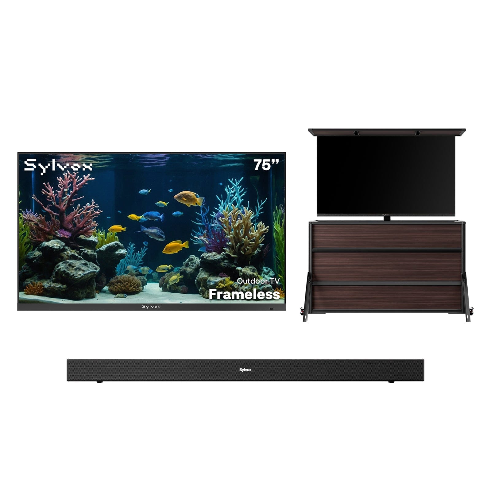 75″ 2026 Frameless Partial Sun Outdoor TV | Sylvox Smart Google TV