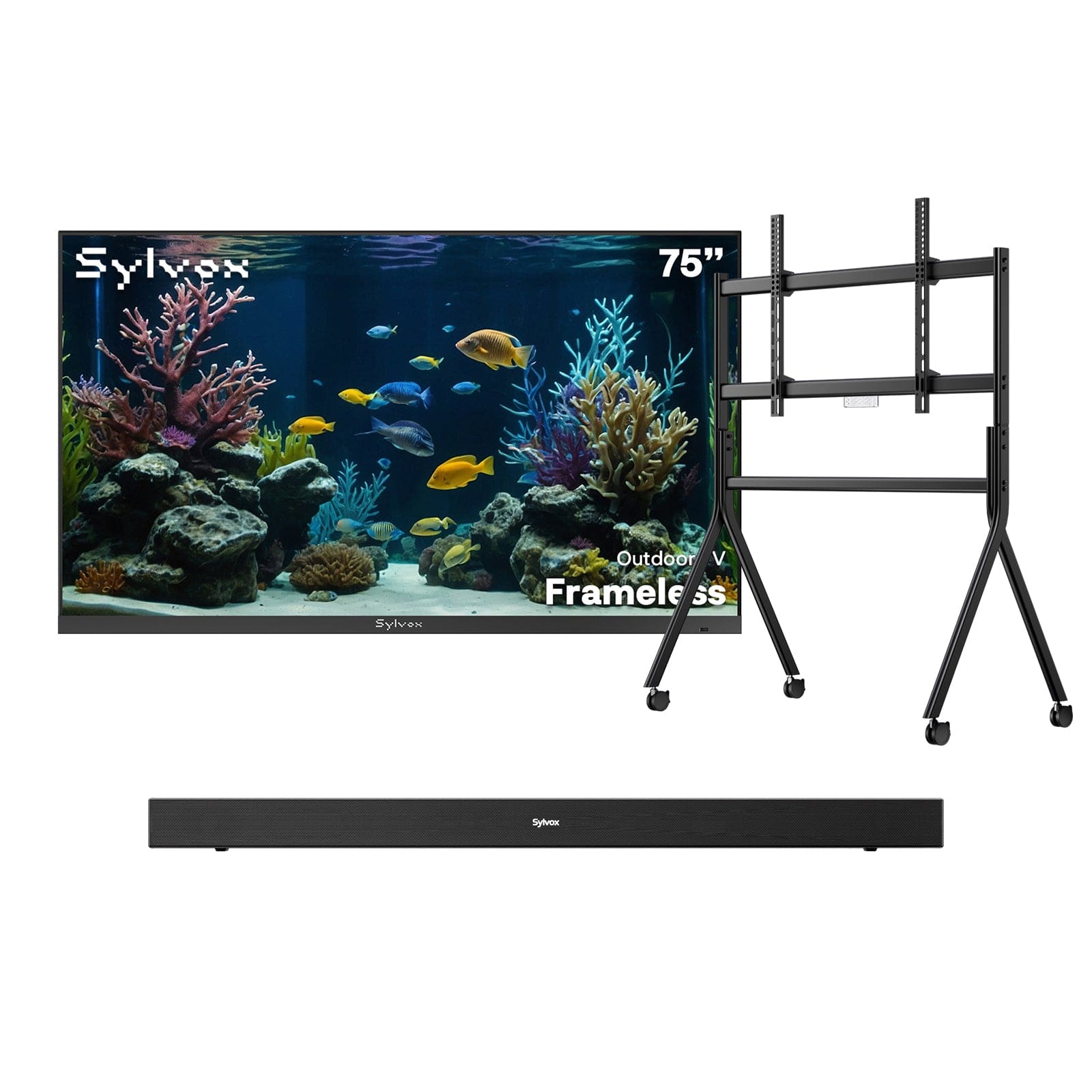 75″ 2026 Frameless Partial Sun Outdoor TV | Sylvox Smart Google TV