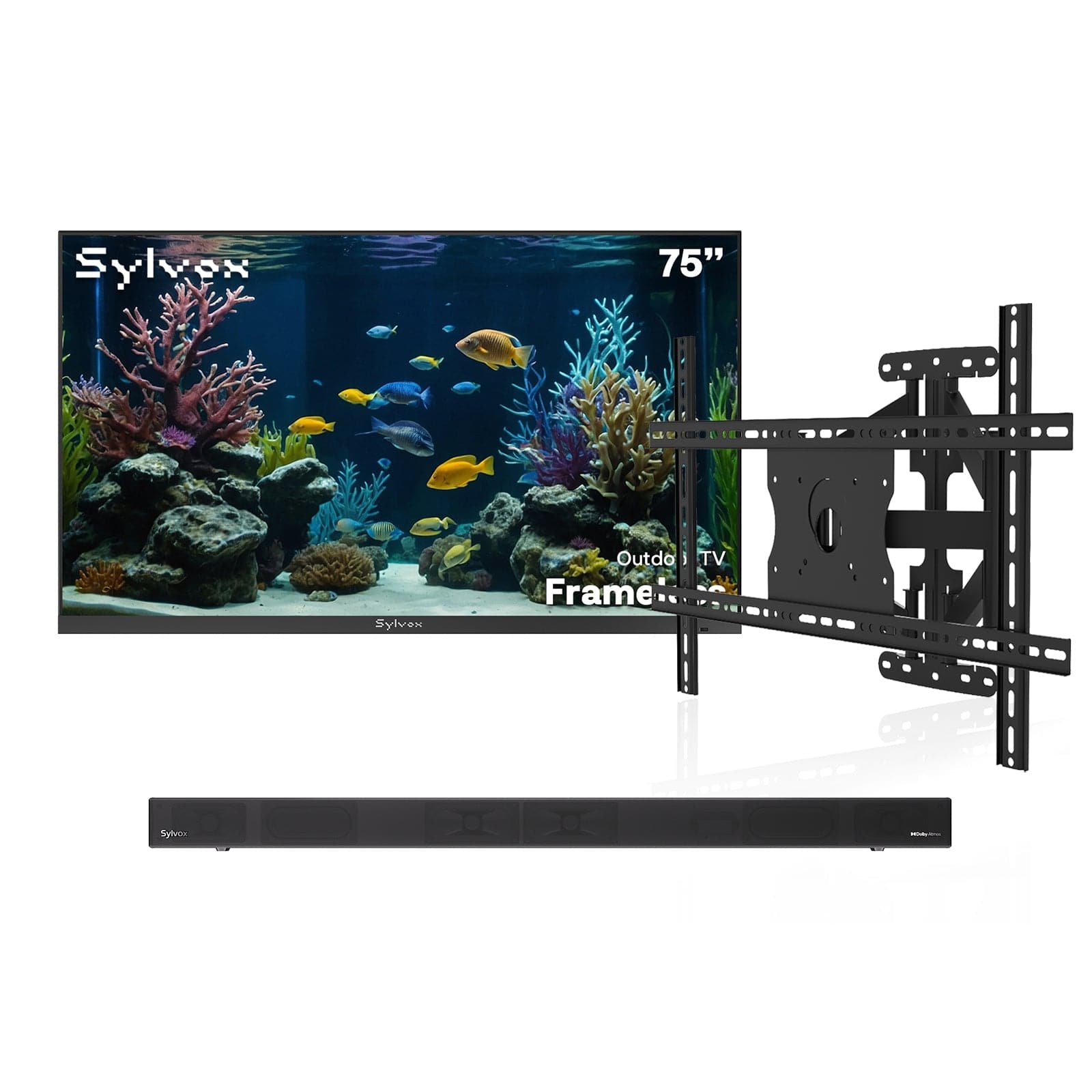75″ 2026 Frameless Partial Sun Outdoor TV | Sylvox Smart Google TV