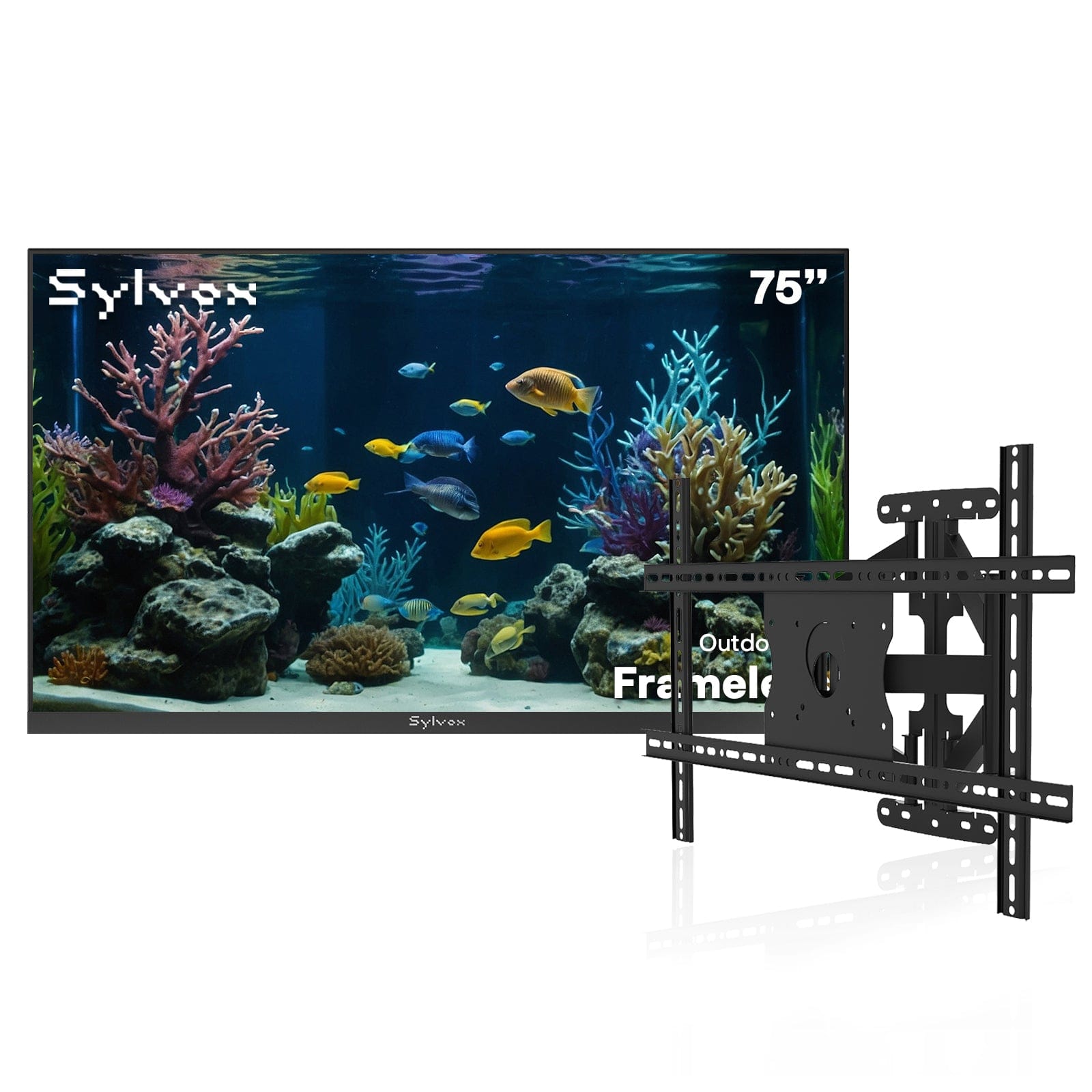 75″ 2026 Frameless Partial Sun Outdoor TV | Sylvox Smart Google TV