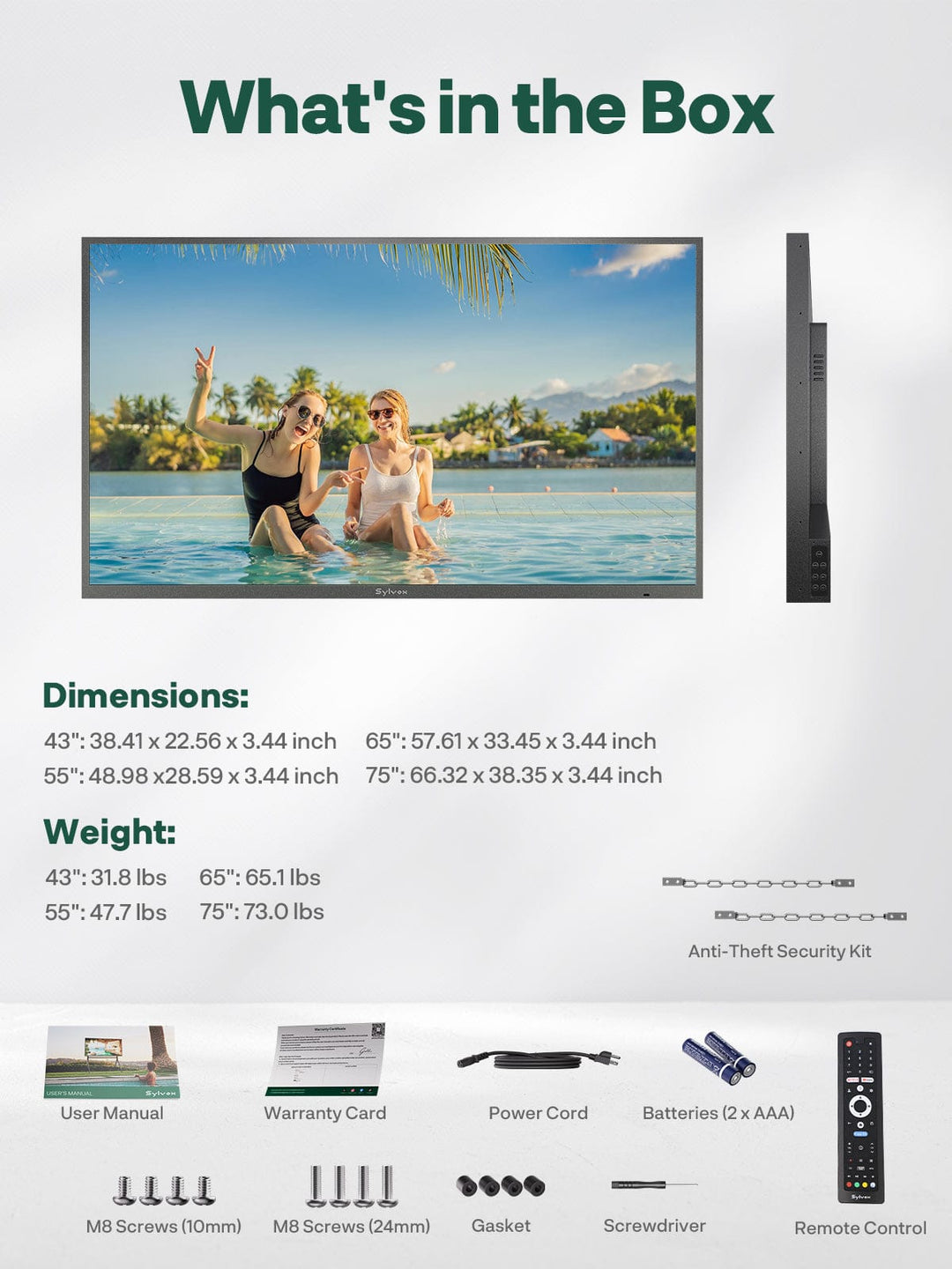 55" Outdoor TV - 2026 Pool Pro 3.0 | Anti Theft Lock Edition
