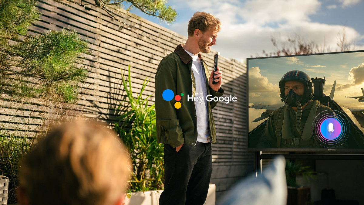 Voice control functionality on the Sylvox Google TV