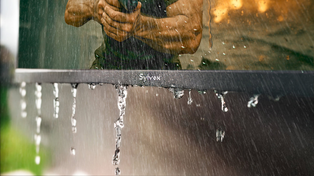 Sylvox outdoor television with weather-resistant protection features
