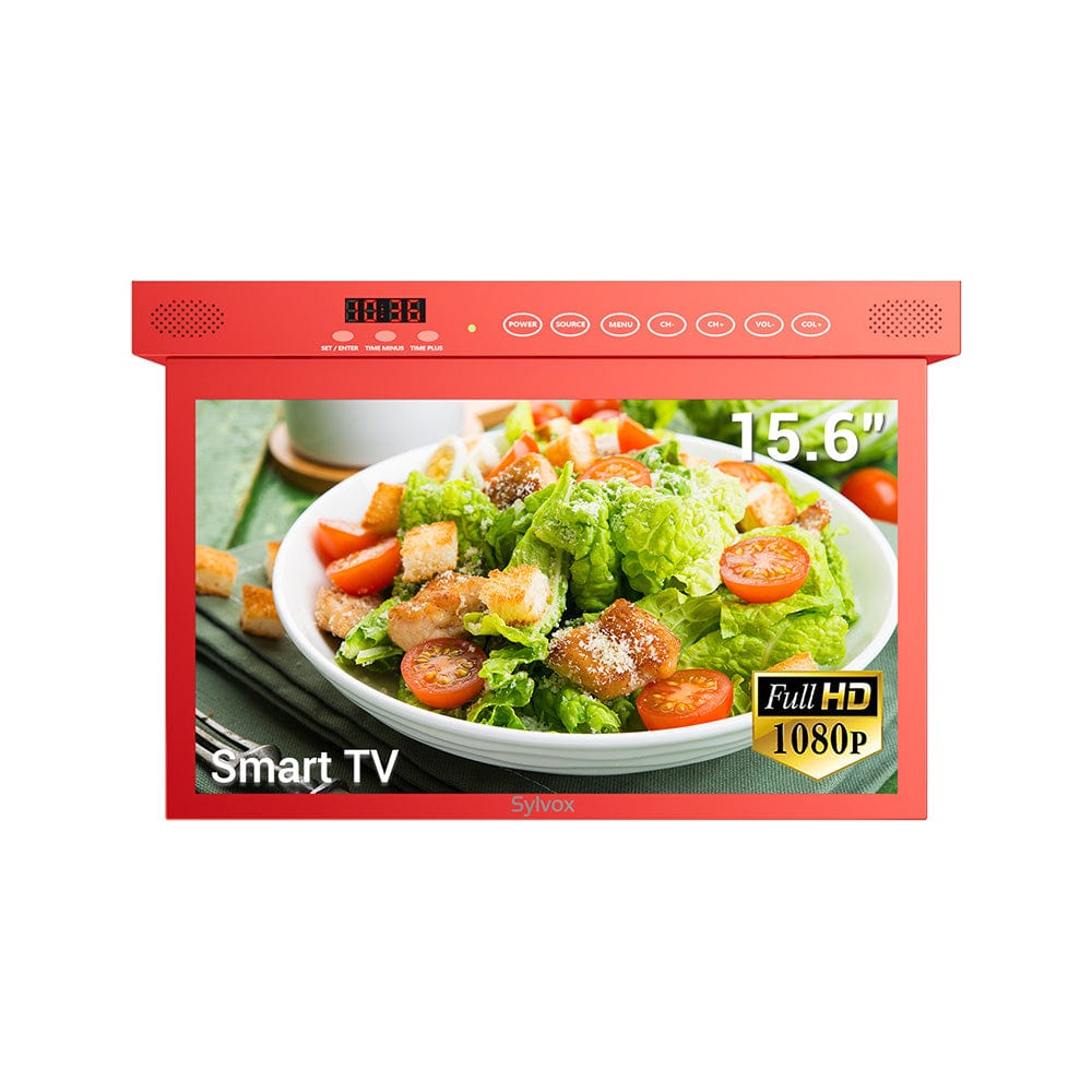 Sylvox 15.6" Smart Under Cabinet TV for Kitchen(Red-New Arrival)
