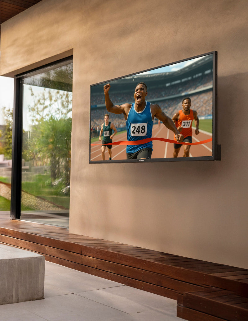 Google TV entertainment interface for outdoor viewing