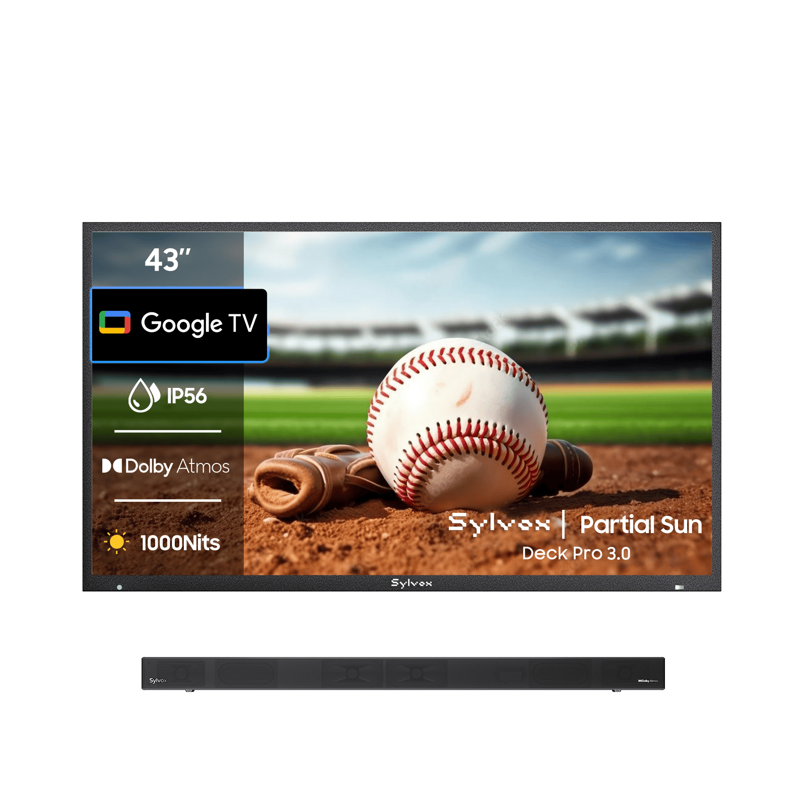 43″ Deck Pro 3.0 Partial Sun Outdoor TV | Sylvox Smart Google TV