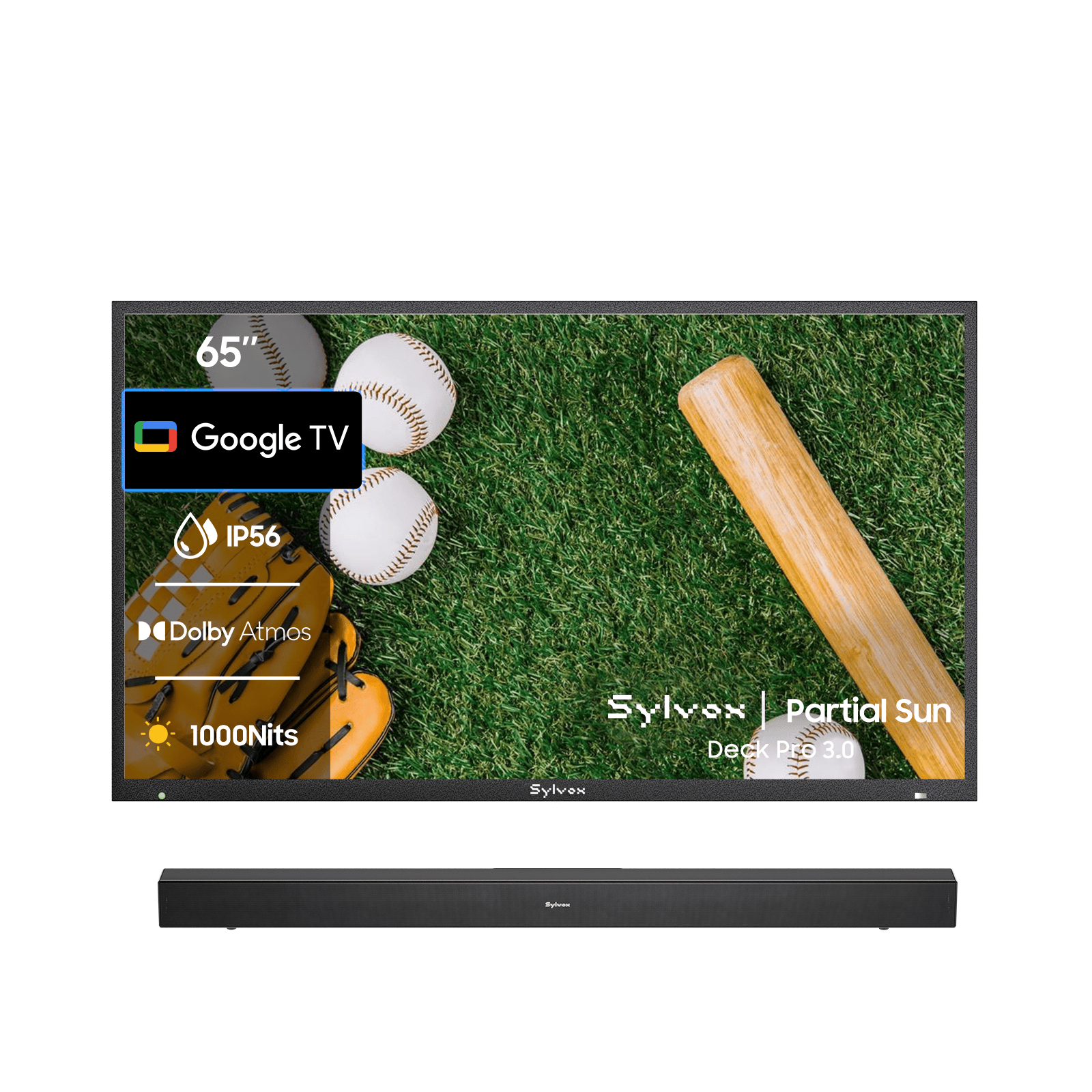 65″ Deck Pro 2.0 Partial Sun Outdoor TV | Sylvox Smart Google TV