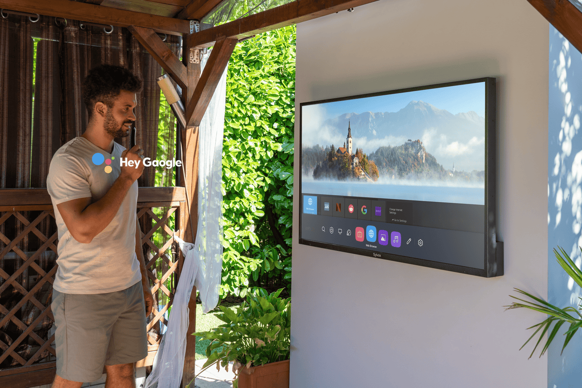 Google Assistant voice control for the Deck Pro QLED 3.0 outdoor TV