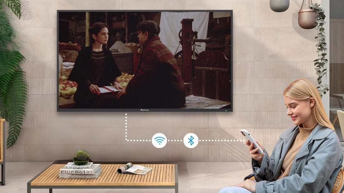 Built-in Wi-Fi and Bluetooth connectivity on the Sylvox outdoor TV
